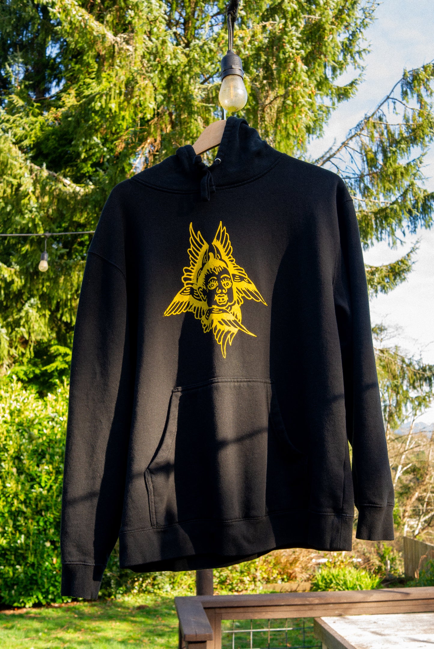 Gold yellow on black/ one-off hoodie
