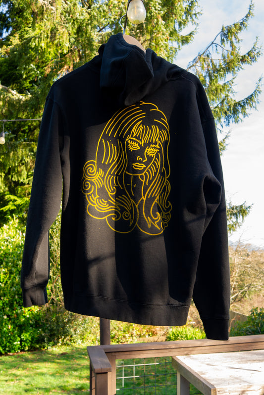 Gold yellow on black/ one-off hoodie